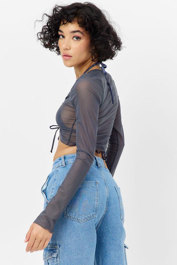 Frankies Bikinis Lily Mesh Long Sleeve Shirt Galaxy