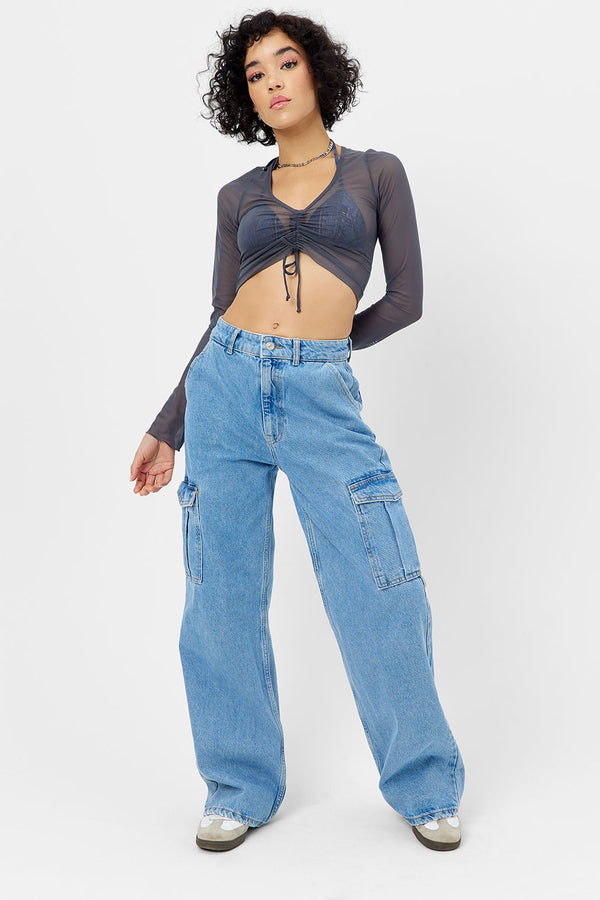 Frankies Bikinis Lily Mesh Long Sleeve Shirt Galaxy