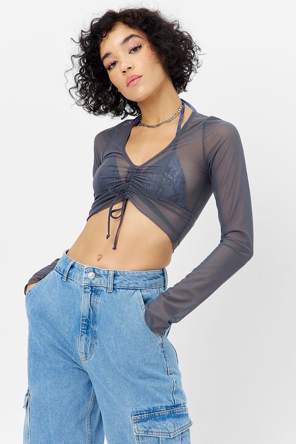 frankies bikinis Lily Mesh Long Sleeve Shirt Galaxy