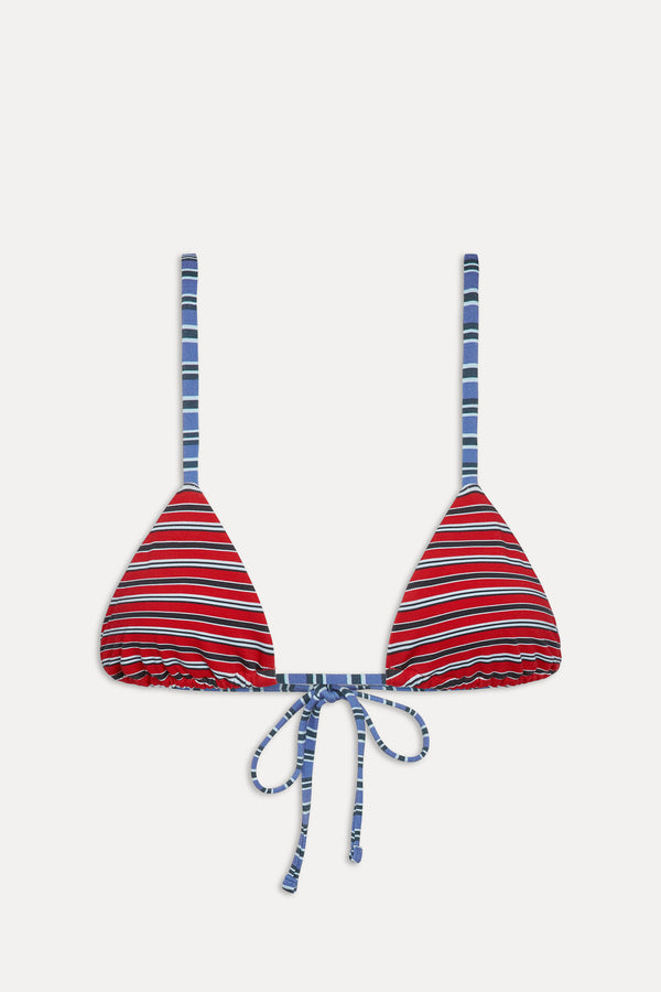 Frankies Bikinis Lumia Skimpy Triangle Bikini Top Red Summer Stripe