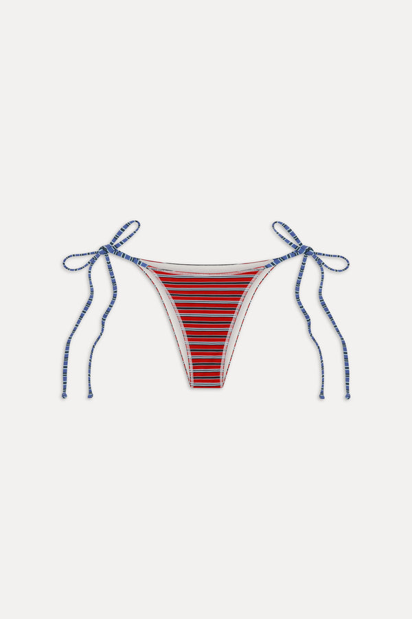Frankies Bikinis Mackenzie Cheeky String Bikini Bottom Red Summer Stripe