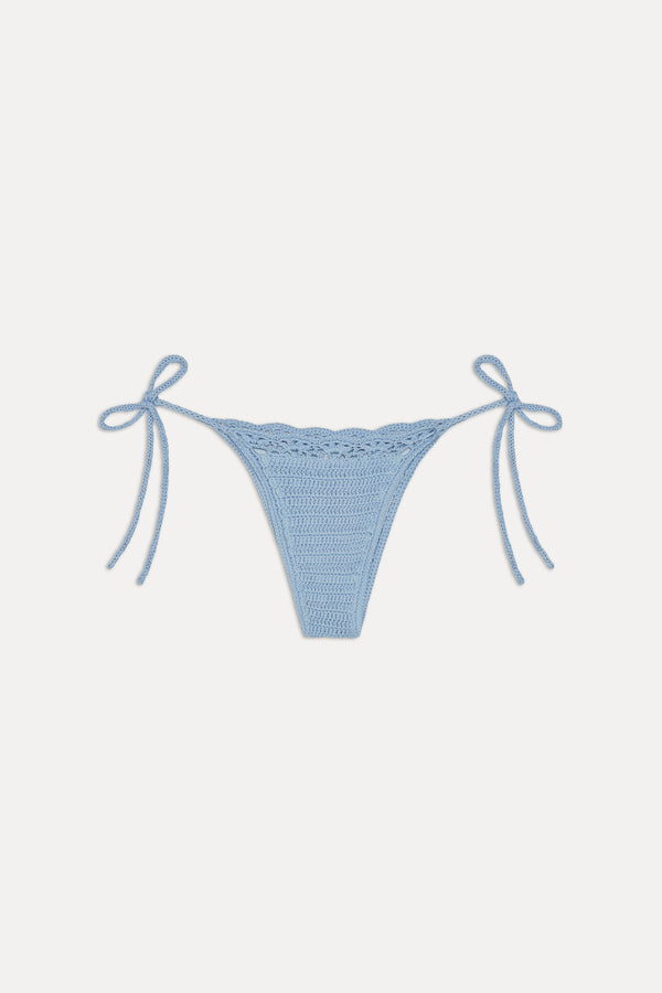 Frankies Bikinis Mackenzie Crochet String Bikini Bottom Blue Jay