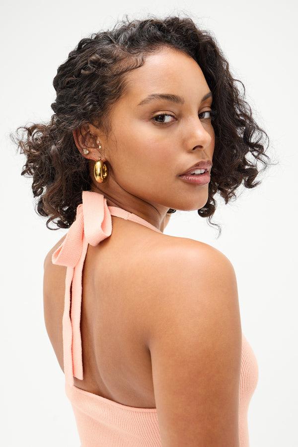 Frankies Bikinis Marialla Cloud Knit Halter Top Sweet Tea