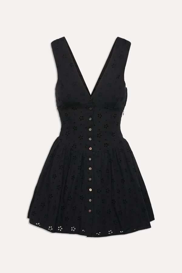 Frankies Bikinis Marley Cotton Eyelet Mini Dress Eclipse