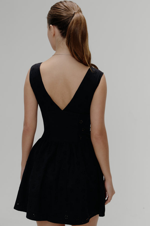 Frankies Bikinis Marley Cotton Eyelet Mini Dress Eclipse