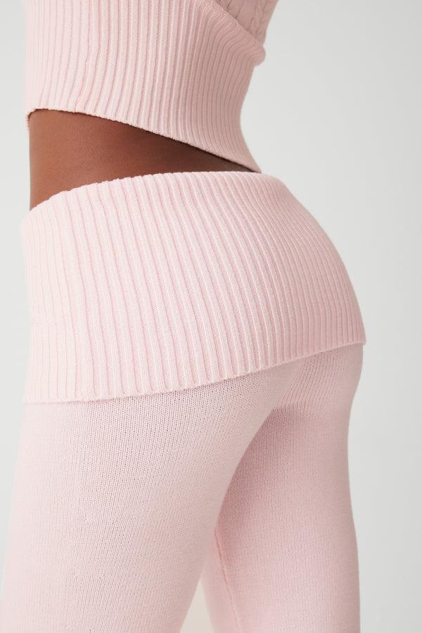 Frankies Bikinis Mason Cloud Knit Flare Pant Rose Quartz