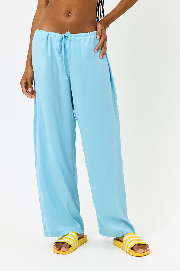 Frankies Bikinis Michelle Low Rise Wide Leg Pants Baby Blue