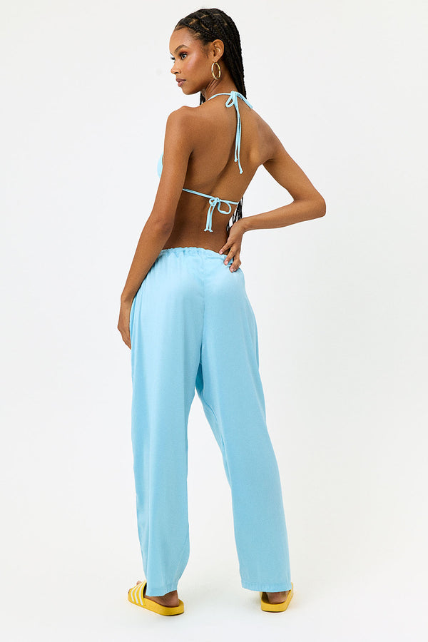Frankies Bikinis Michelle Low Rise Wide Leg Pants Baby Blue