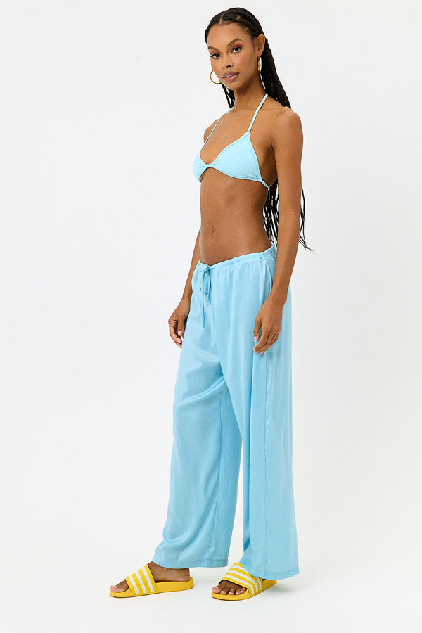Frankies Bikinis Michelle Low Rise Wide Leg Pants Baby Blue