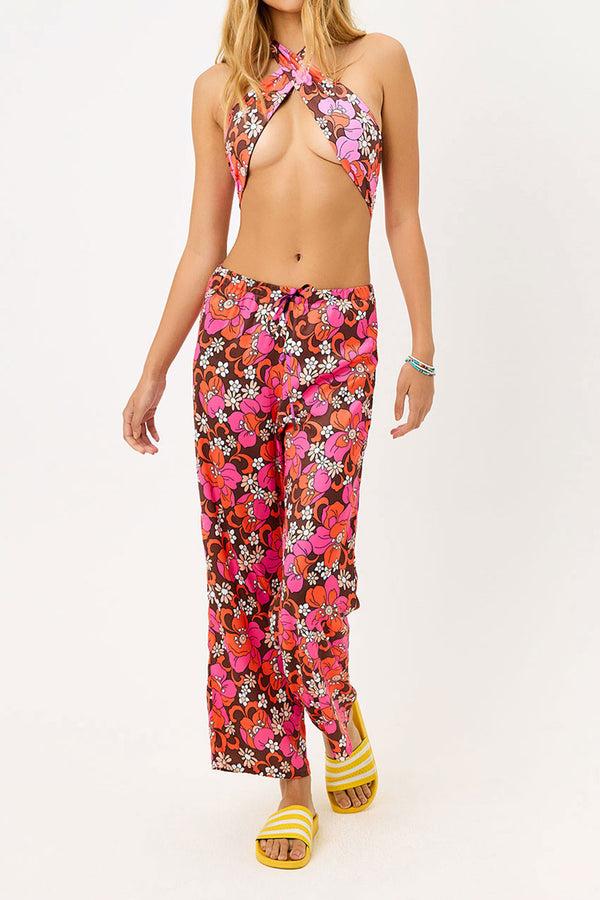 Frankies Bikinis Michelle Low Rise Wide Leg Pants Tropics