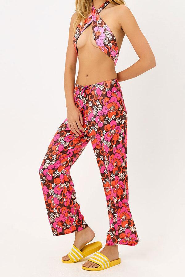 Frankies Bikinis Michelle Low Rise Wide Leg Pants Tropics
