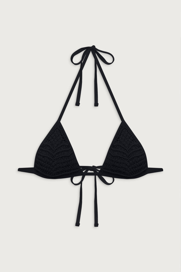 Frankies Bikinis Naia Triangle Halter Bikini Top Black