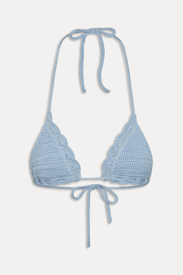 Frankies Bikinis Nick Crochet Triangle Bikini Top Blue Jay