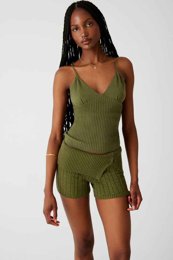 Frankies Bikinis Nolan Cable Cloud Knit Mini Short Jade Green