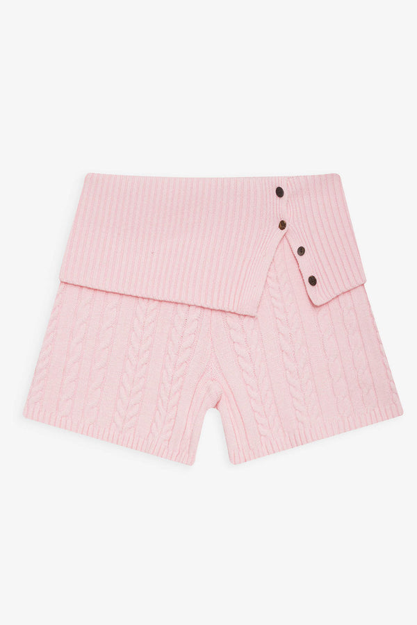 Frankies Bikinis Nolan Cable Cloud Knit Mini Short Rose Quartz