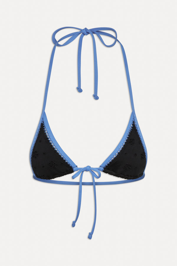 Frankies Bikinis Paradise Eyelet Halter Bikini Top Eclipse