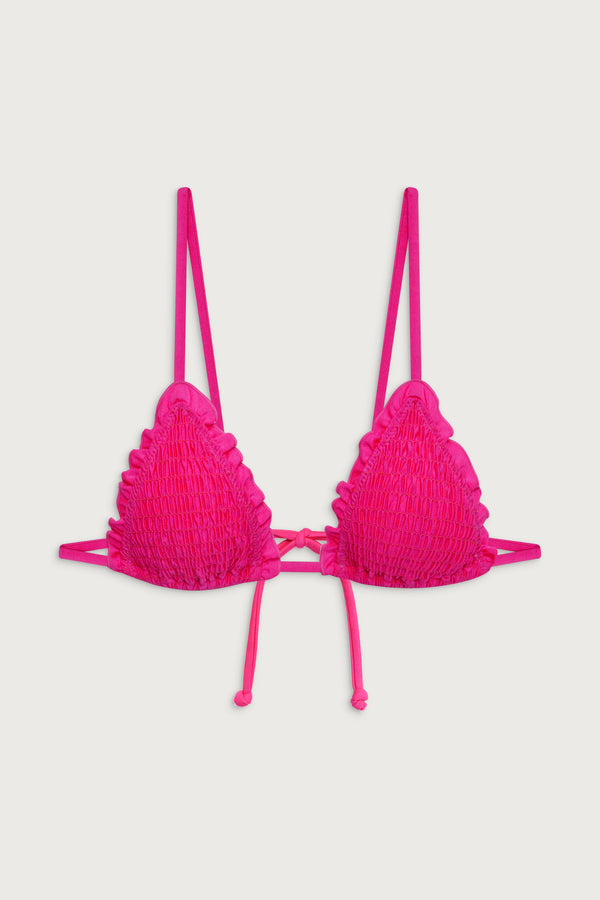 Frankies Bikinis Penny Triangle Shine Bikini Top Candy Pink
