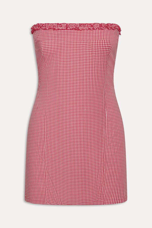 Frankies Bikinis Poppy Strapless Cotton Mini Dress Picnic Basket