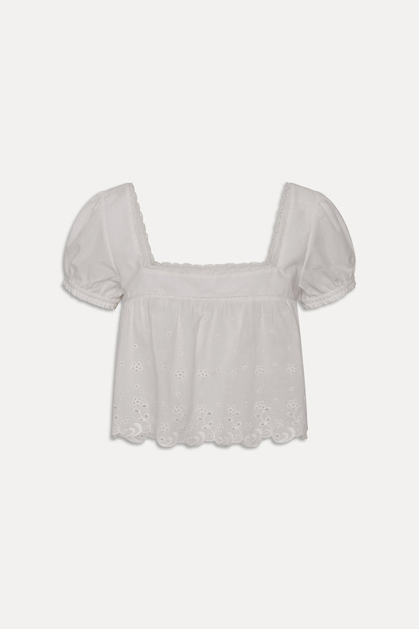 Frankies Bikinis Princess Cropped Blouse Daisy Eyelet