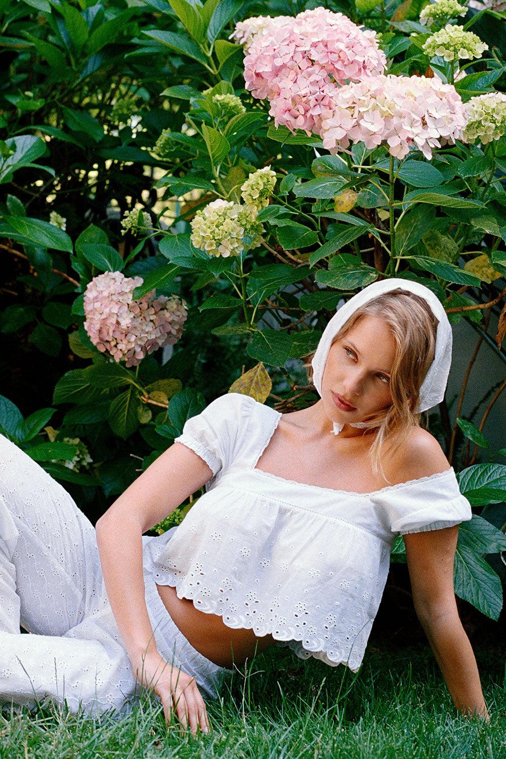 frankies bikinis Princess Cropped Blouse Daisy Eyelet