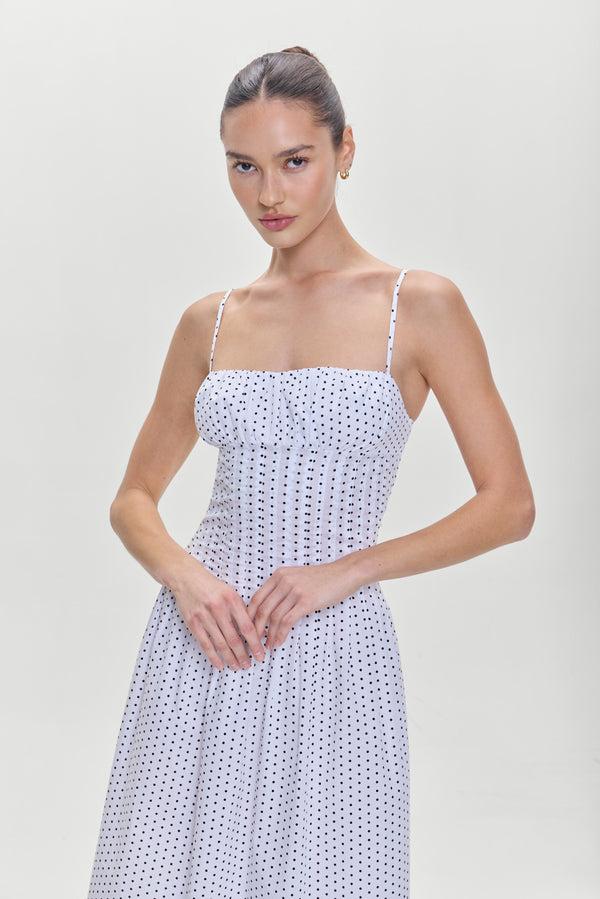 Frankies Bikinis Reign Polka Dot Maxi Dress White Polka Dot