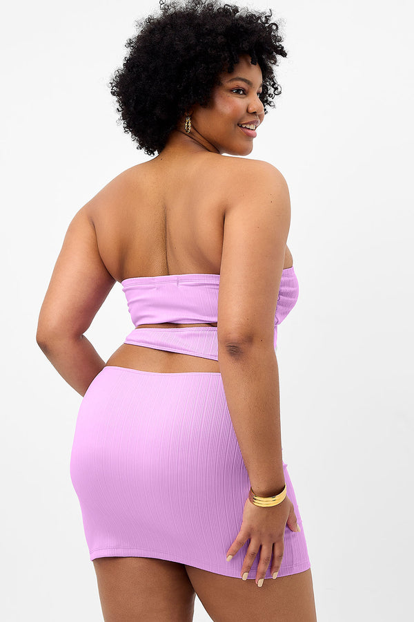 Frankies Bikinis Richie Plissé Strapless Dress Wisteria