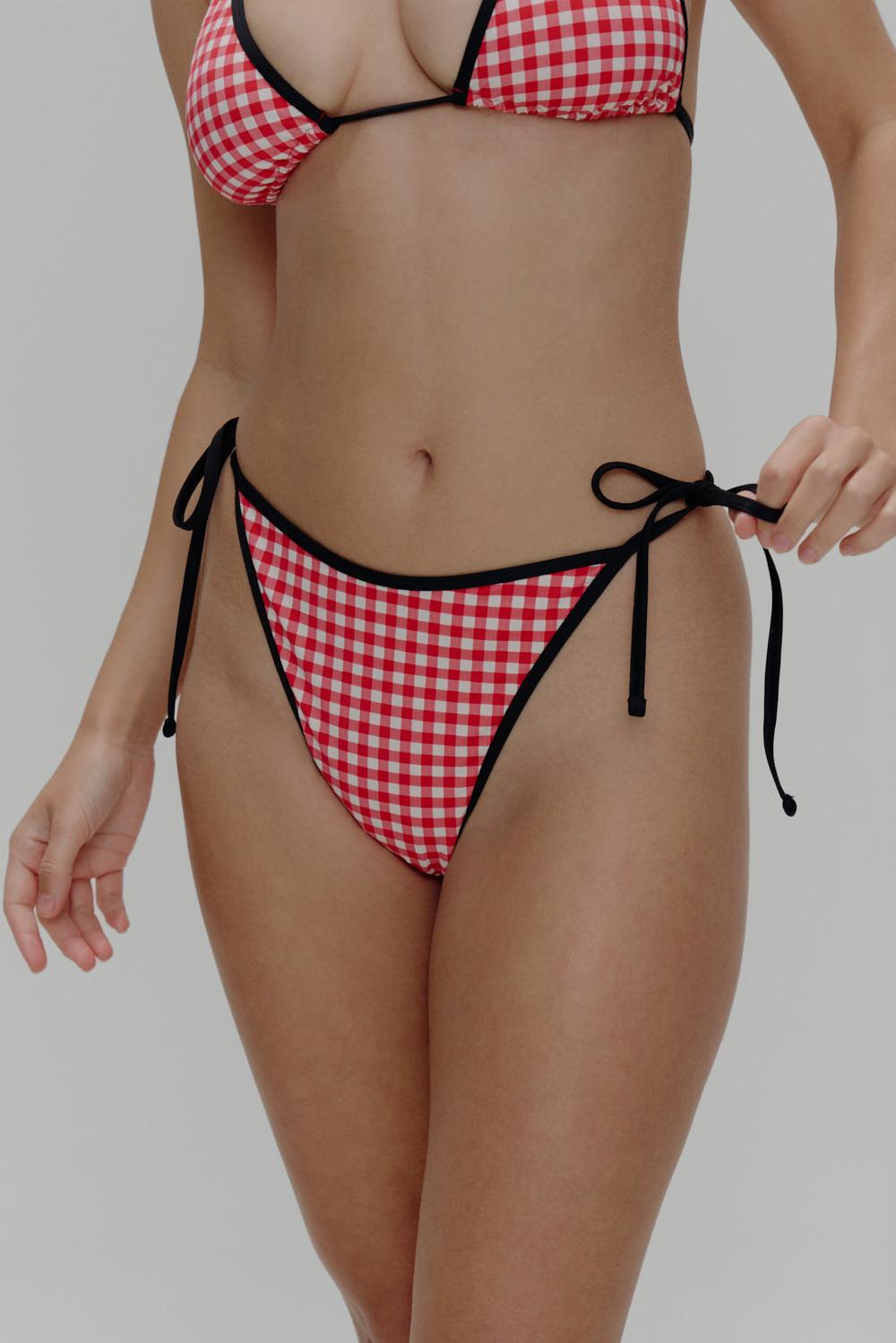 frankies bikinis Romeo Cheeky String Bikini Bottom Cherry Picnic