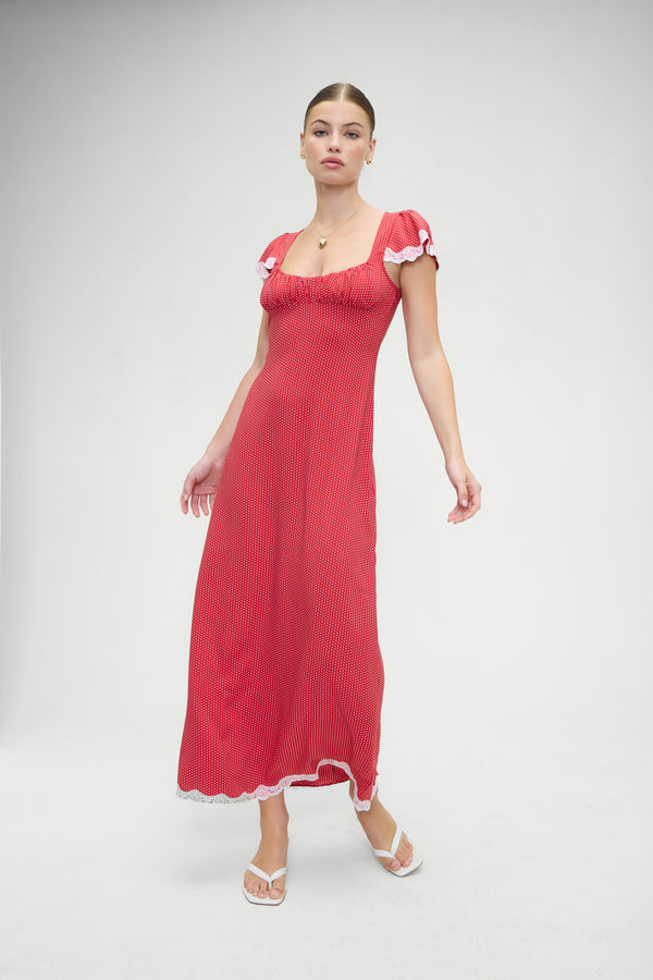 Frankies Bikinis Rosalyn Polka Dot Maxi Dress Ladybug