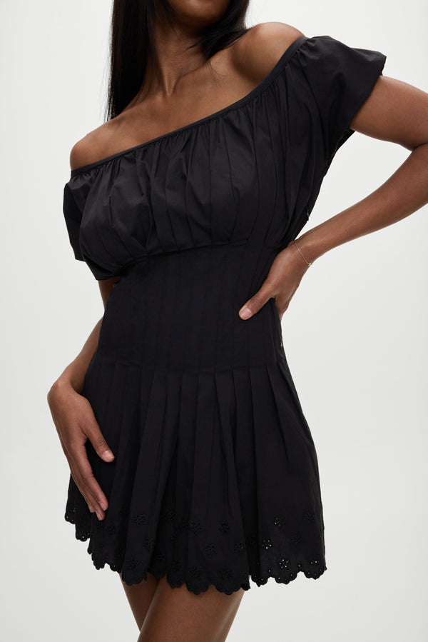 Frankies Bikinis Sadie Embroidered Mini Dress Black