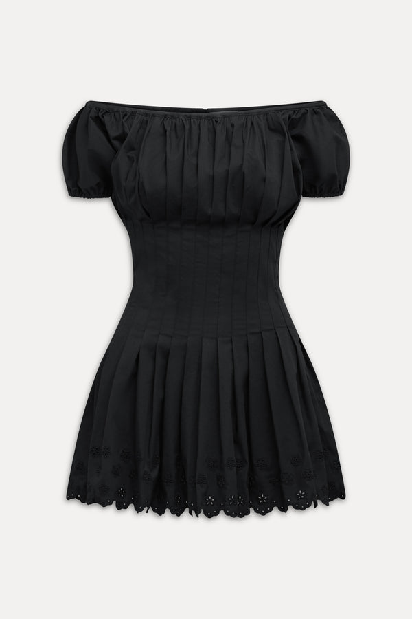 Frankies Bikinis Sadie Embroidered Mini Dress Black