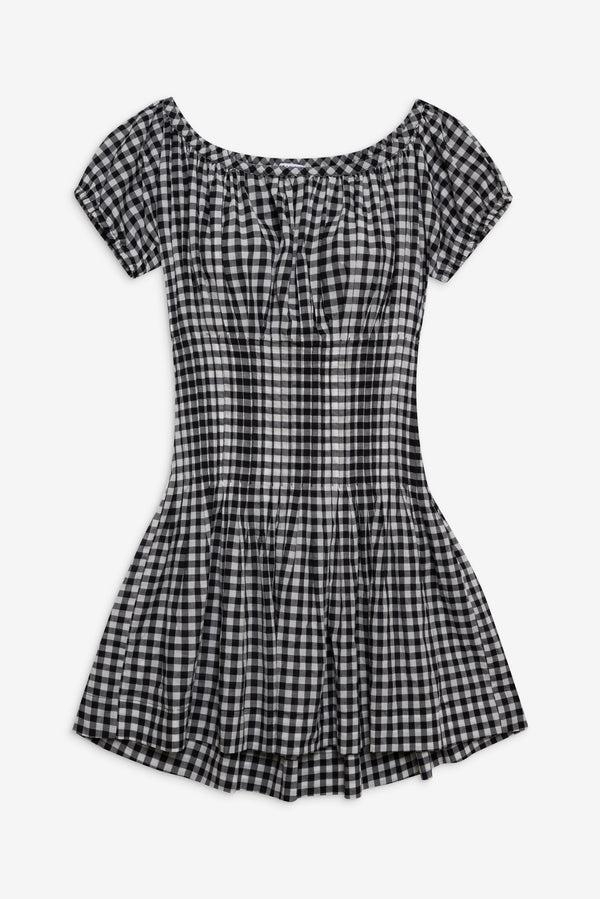 Frankies Bikinis Sadie Gingham Mini Dress Black Gingham