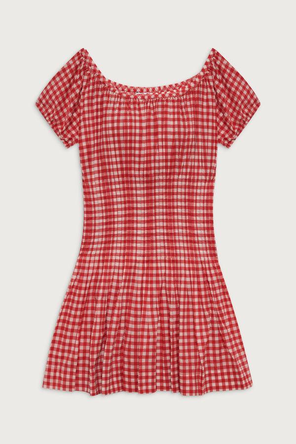 Frankies Bikinis Sadie Gingham Mini Dress Cherry Gingham