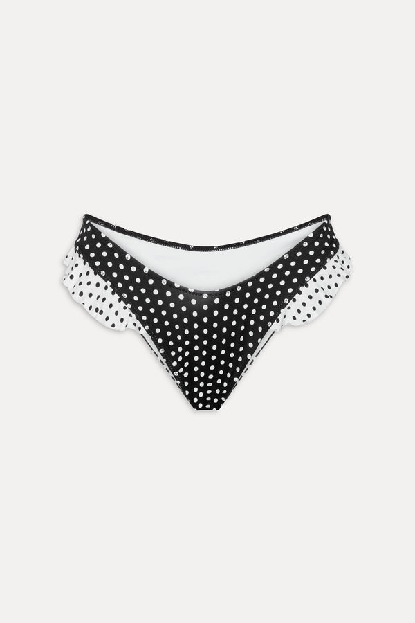 Frankies Bikinis Sandy Micro Ruffle Bikini Bottom Classic Polka Dot