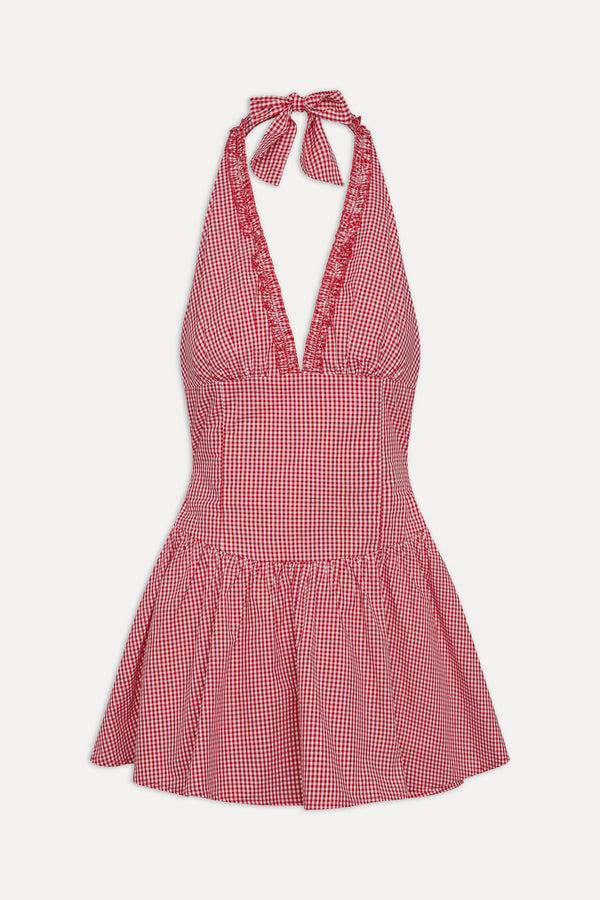 Frankies Bikinis Scout Halter Cotton Mini Dress Picnic Basket