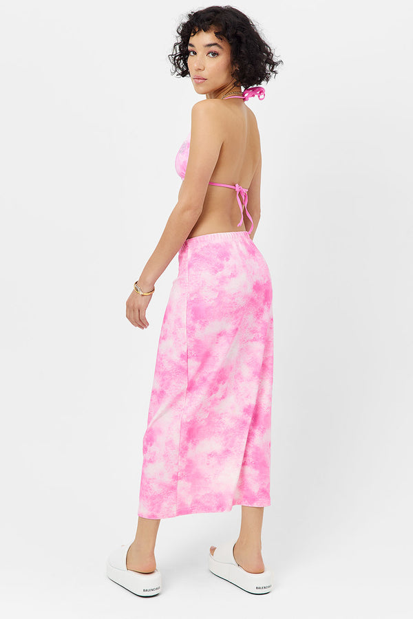 Frankies Bikinis Stacey Terry Maxi Skirt Distorted Pink Dye
