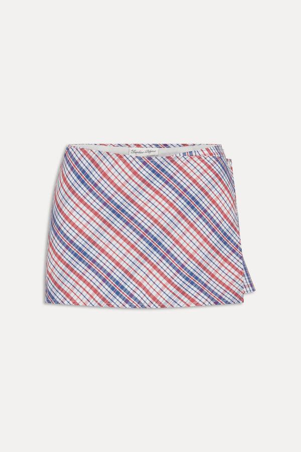Frankies Bikinis Sterling Cotton Mini Skort Americana Plaid