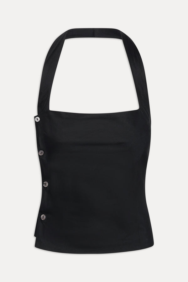 Frankies Bikinis Sterling Cotton Wrap Halter Top Midnight Serenade