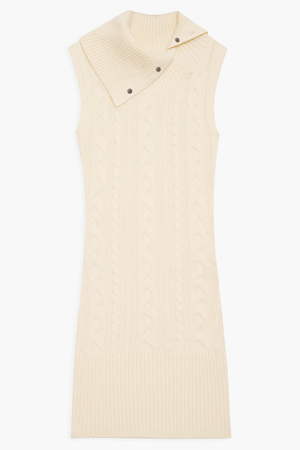 Frankies Bikinis Storm Cable Cloud Knit Mini Dress French Vanilla