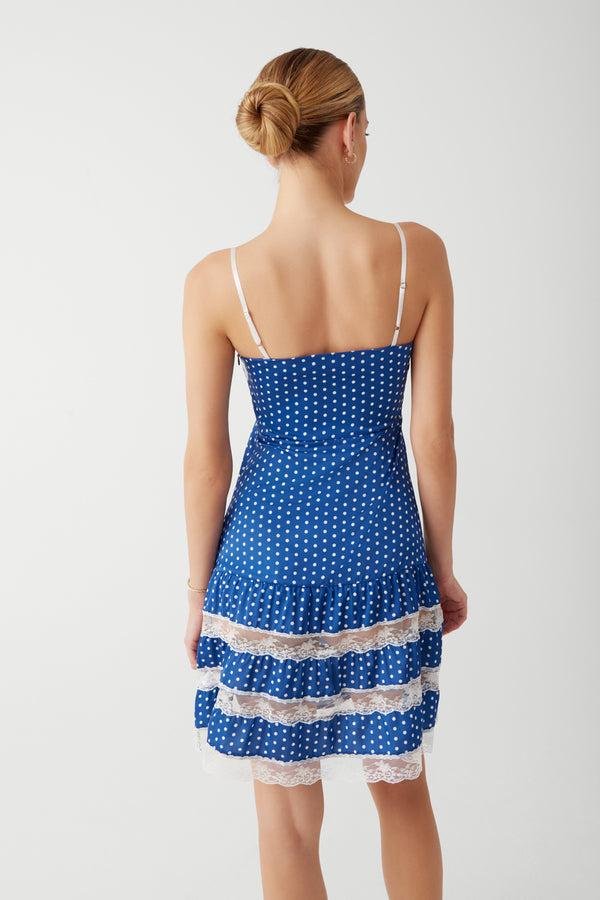 Frankies Bikinis Tennessee Satin Midi Dress Sailor Dot