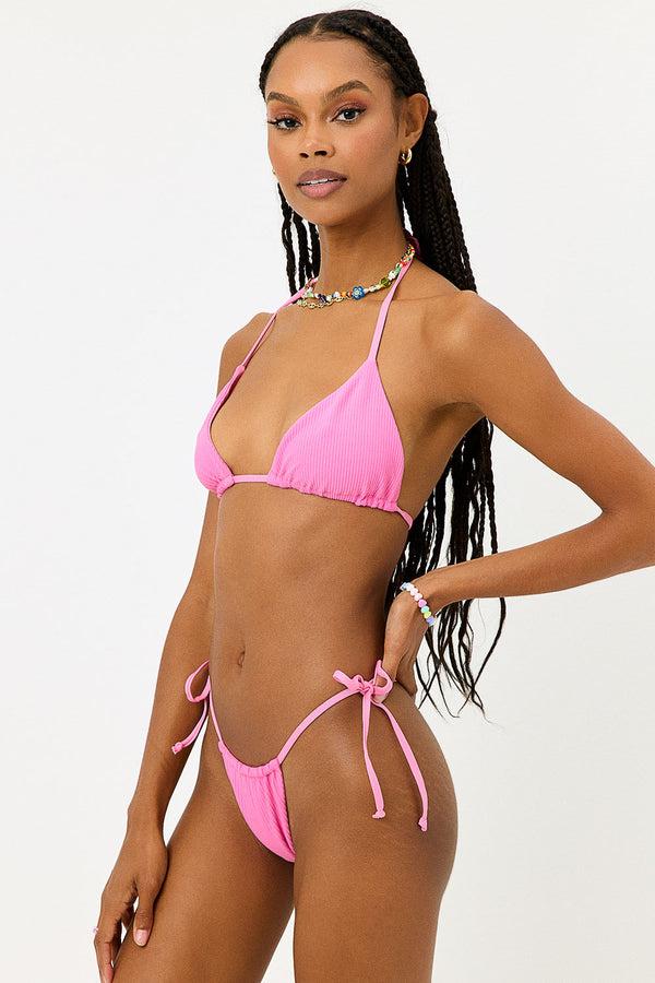 Frankies Bikinis Tia Ribbed String Bikini Bottom Cherub