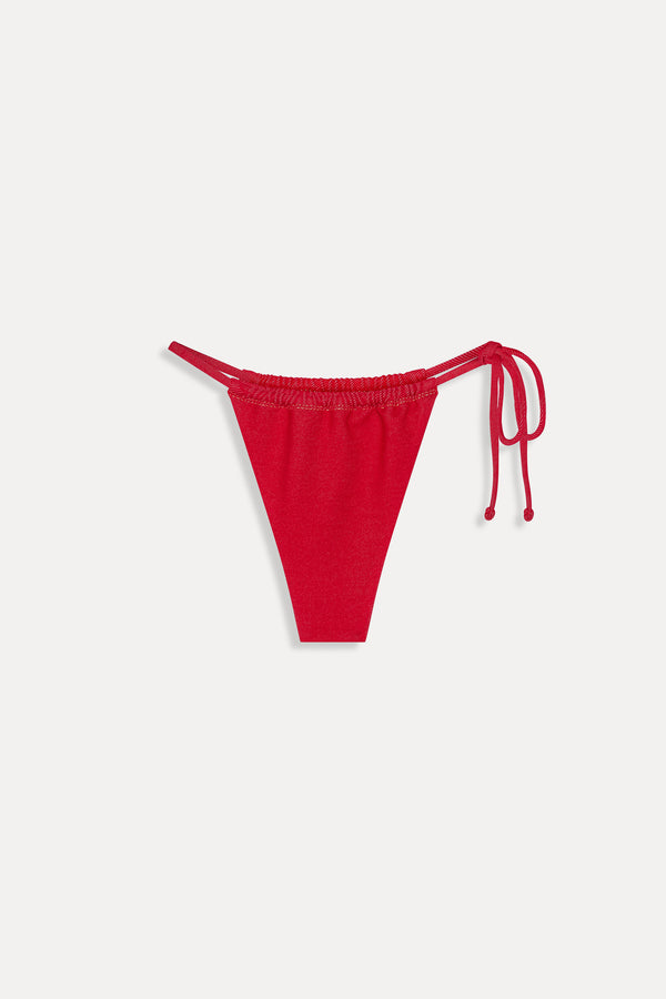 Frankies Bikinis Tia Skimpy Denim Bikini Bottom Red Denim