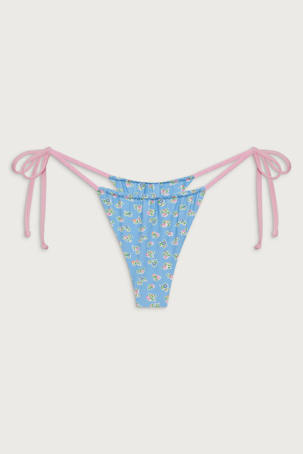 Frankies Bikinis Tia Skimpy Floral Bikini Bottom Blue Hawaii