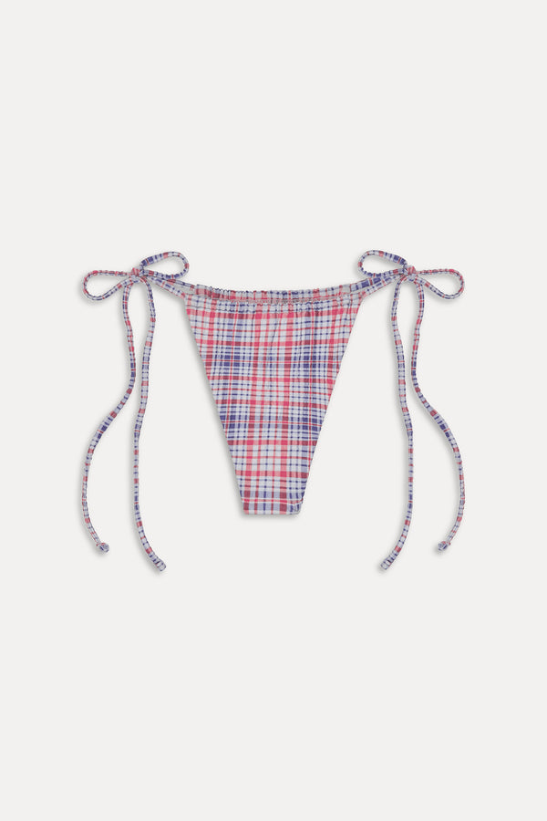 Frankies Bikinis Tia Skimpy String Bikini Bottom Americana Plaid