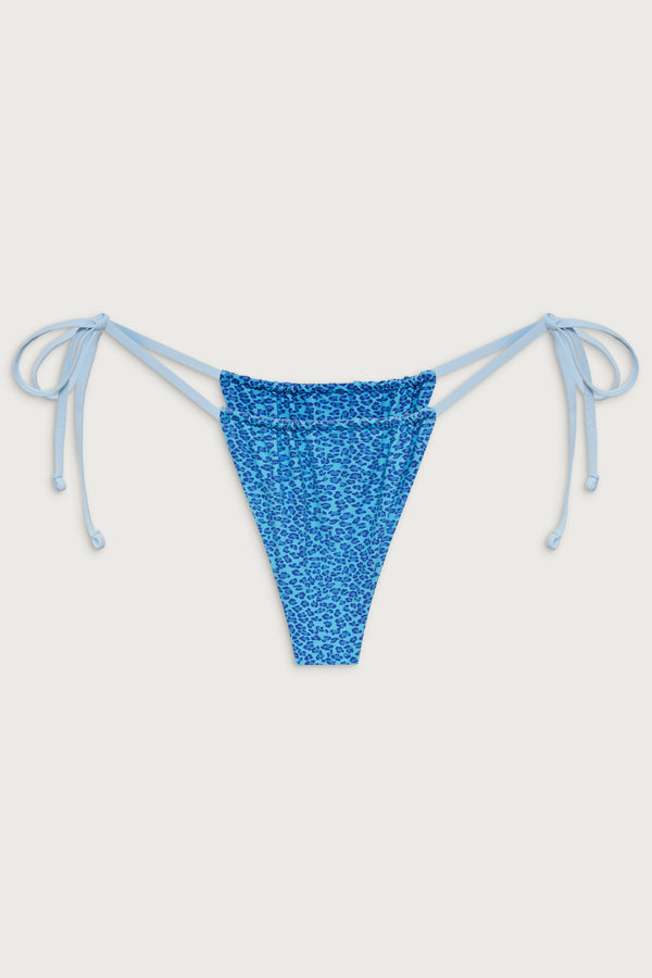 Frankies Bikinis Tia Skimpy String Bikini Bottom Cobalt Cheetah