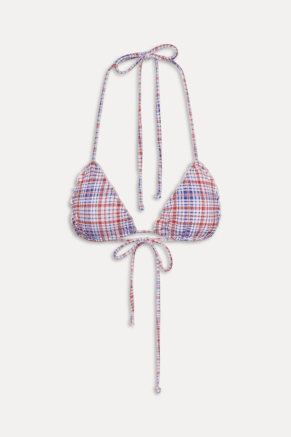 Frankies Bikinis Tidal Skimpy String Bikini Top Americana Plaid