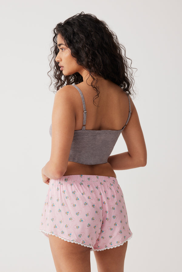 Frankies Bikinis Tinsley Mini Boxer Short Sweetheart Stripe