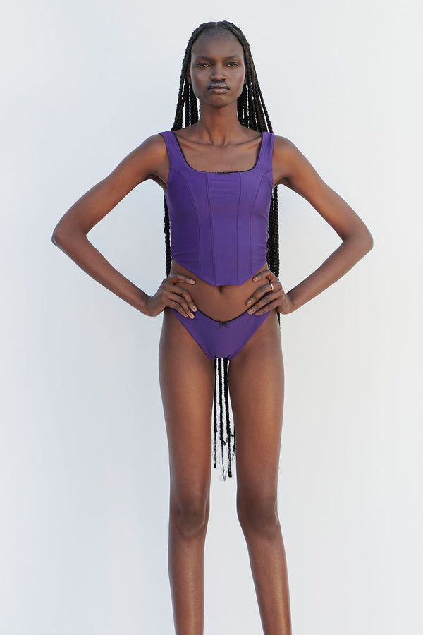 Frankies Bikinis Victoria Shine Crop Top Candied Violet