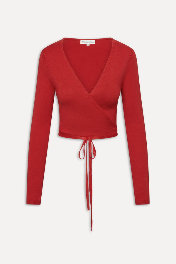 Frankies Bikinis Whisper Long Sleeve Wrap Top Cherry