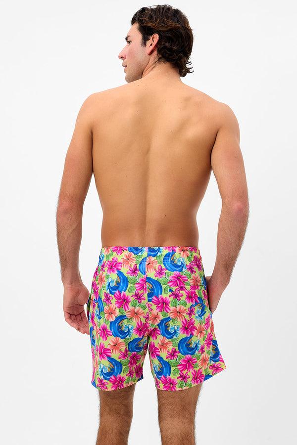 Frankies Bikinis Winston Floral Unisex Board Short Neon Surfer