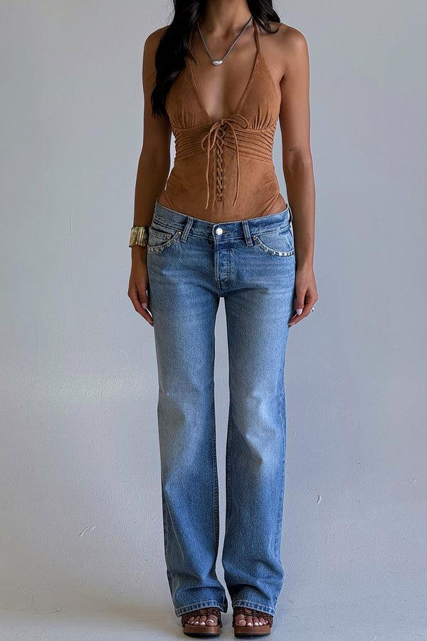 Frankies Bikinis X BELLA HADID Barrel Suede One Piece Swimsuit Sunkissed Suede